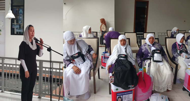 Wawali Kota Palu, Imelda Lilian Muhidin dan Calon Jamaah Haji Asal Kota saat mengikuti acara pelepasan