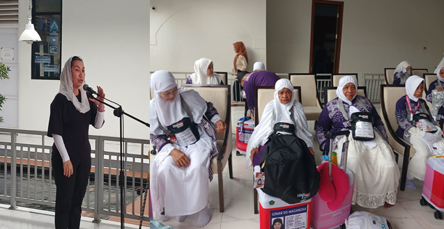 Wawali Kota Palu, Imelda Lilian Muhidin dan Calon Jamaah Haji Asal Kota saat mengikuti acara pelepasan