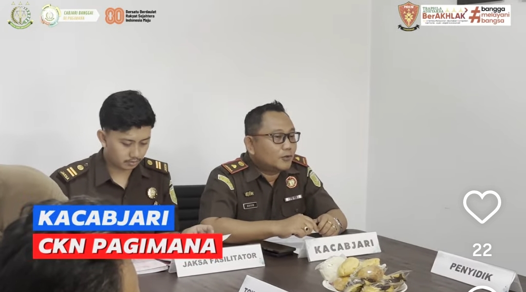 Kepala Cabang Kejaksaan Negeri Pagimana, David Andrianto,SH MH menggelar Expose Restorative Justice ( RJ )