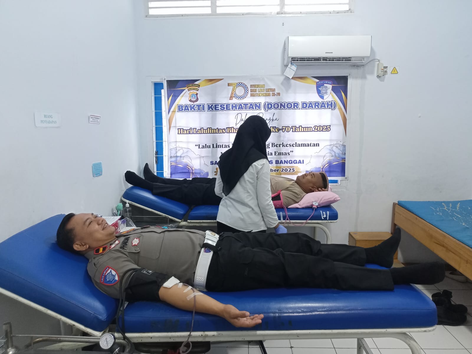 Sambut HUT Lantas ke-70, Satlantas Polres Banggai Gelar Donor Darah