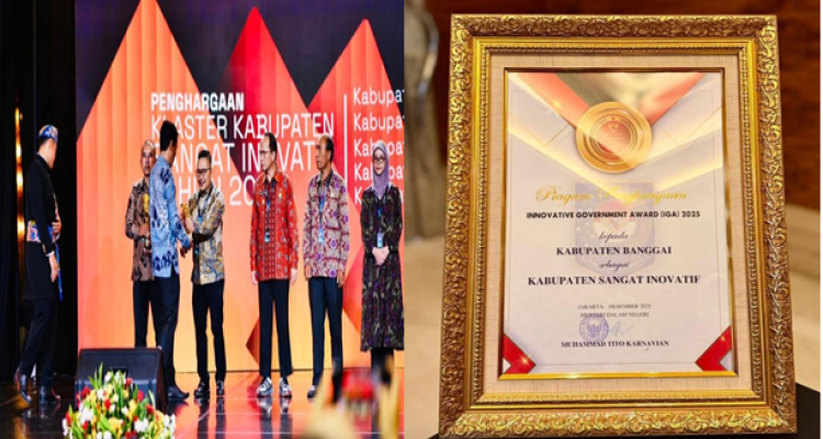 Bupati Banggai, Ir. H. Amiruddin saat menerima Penghargaan dari Wakil Menteri Dalam Negeri di Jakarta