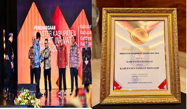Bupati Banggai, Ir. H. Amiruddin saat menerima Penghargaan dari Wakil Menteri Dalam Negeri di Jakarta