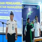 Kepala Kantor Wilayah Direktorat Jenderal Pemasyarakatan Sulawesi Tengah (Kakanwil Ditjenpas Sulteng), Bagus Kurniawan Saat memimpin Pelantikan