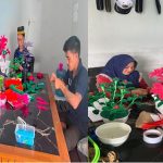 Tampak Warga Binaan Lapas Luwuk Mengolah Sampah Plastik Menjadi Bunga Cantik
