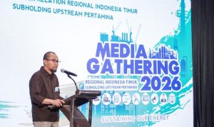 Senior Manager Relation Regional Indonesia Timur Subholding Upstream Pertamina, Sigit Dwi Aryono, Saat memberikan Sambutan di hadapan peserta Media Gathering Media 2026 Di Kabupaten Banyuwangi