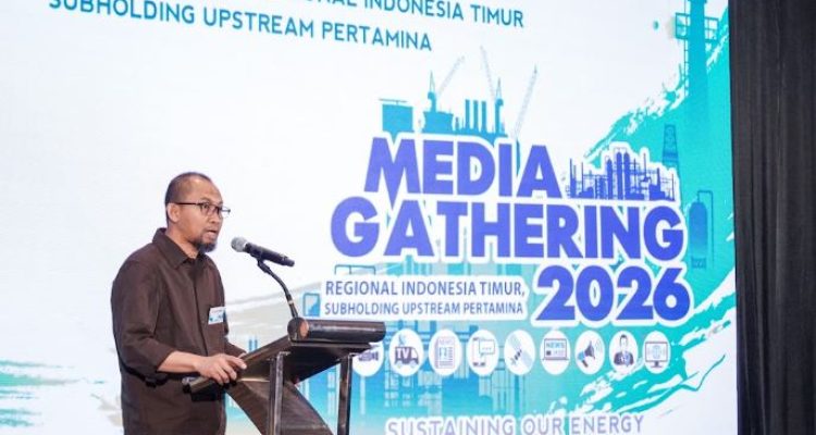 Senior Manager Relation Regional Indonesia Timur Subholding Upstream Pertamina, Sigit Dwi Aryono, Saat memberikan Sambutan di hadapan peserta Media Gathering Media 2026 Di Kabupaten Banyuwangi